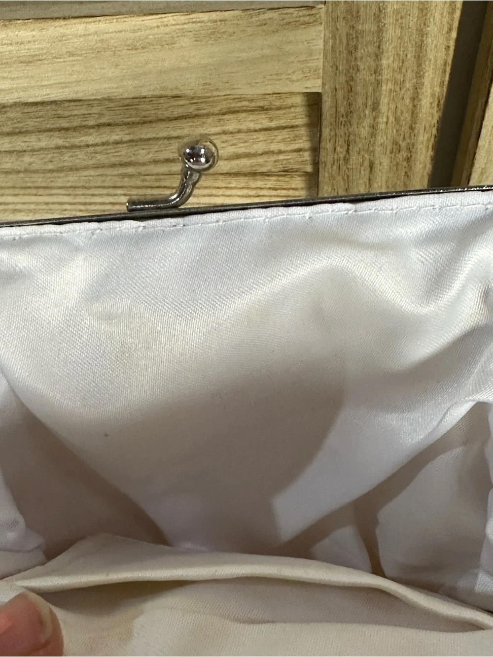 Vintage White Silver Beaded Evening Bag Art Deco Clutch Chain Purse